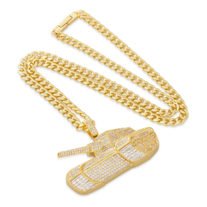 Iced out gold tone pendant necklace with moissanite stones for men hip hop style fashion jewellery - Product Image 3