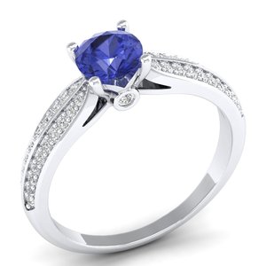 REYES – bagues en argent Sterling 925 pour femmes, Design Unique, coupe ronde brillante, pierre précieuse Tanzanite 0,75 ct, bijoux fins - Product Image 2
