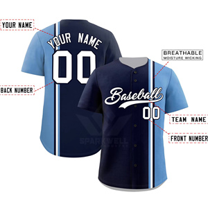 เสื้อเบสบอลสั่งทำพิเศษ สีชมพูกรมท่า ลายทาง พิมพ์ลายแบบ Sublimation สำหรับผู้ใหญ่ แขนสั้น ติดกระดุมด้านหน้า ระบายเหงื่อได้ดี ชุดกีฬา - Product Image 3