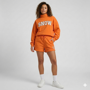 Vivid Winter Mock Neck Shorts <b>Set</b> Designed For Women Cozy Smooth Warm Easygoing Refined Stylish Clothing - Product Image 1