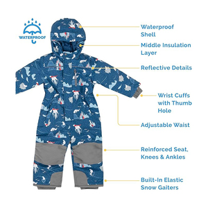 Combinaison de ski pour enfants, imperméable, hiver, une pièce, avec capuche, coupe-vent, isolée, pour garçons, filles, enfants - Product Image 4