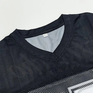 เสื้อเจอร์ซีย์อเมริกันฟุตบอลผู้ชาย สตรีทแวร์ ผลิตตามสั่ง ทรงโอเวอร์ไซส์ ครอป วินเทจ ผ้าตาข่าย ทรงบ็อกซี่ ฮิปฮอป - Product Image 4