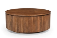 Table basse ronde en bois, couleur brun clair, en bois de noyer et de mangue, meubles à prix de gros