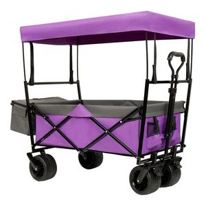 Lightweight 480Lbs Collapsible Wagon with Canopy 7\" All Terrain Wheels <b>Foldable</b> Large Capacity Camping <b>Cart</b> Wagon Stroller - Product Image 1