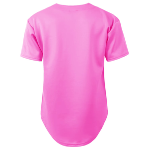 Maillot de baseball rose à col en V, manches courtes, maille respirante, unisexe, adulte, coupe classique, fermeture à boutons, couleur unie, vêtements de sport - Product Image 4