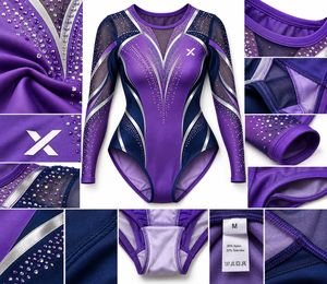 Leotardos Decorativos y para Gimnasia Artística |   Color Azul Marino con Bloques de Color - Seis Colores |   Fabricante de Ropa Deportiva | - Product Image 4
