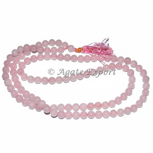 108 perles de quartz rose et d'améthyste sculptées, style Jap Mala, pierres précieuses de haute qualité du Gujarat - Product Image 5