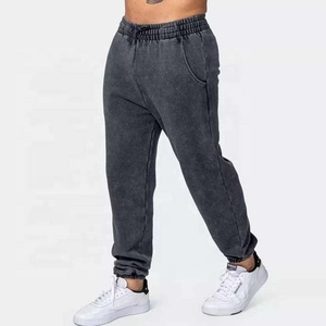 Logo personnalisé OEM pour hommes Pantalon de survêtement taille haute en coton délavé à l'acide Pantalon de survêtement brodé Jogger Tissu de travail d'hiver à motifs empilés - Product Image 2