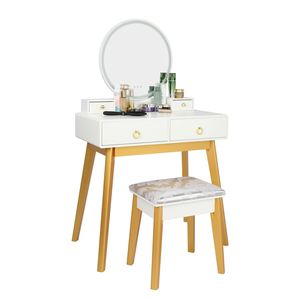 Lampe de chevet de luxe avec lampe XH réglable, coiffeuse simple en bois véritable pour maquillage, trois options de couleur - Product Image 1