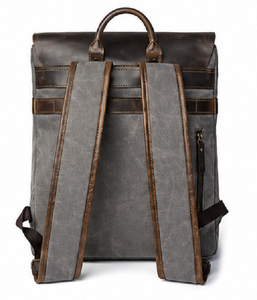 Vintage Canvas Leather Luxury Roll Top Portable <b>Backpack</b> Large Capacity Travel Laptop Compartment for <b>College</b> Office Use Men - Product Image 4