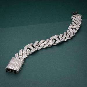 สร้อยข้อมือชุบทองคำขาว 18K ประดับเพชรโมอิสซาไนต์เกรด AAAAA รับรองโดย GRA สไตล์ฮิปฮอปสำหรับผู้ชาย เครื่องประดับสตรีทแวร์สุดหรู - Product Image 1