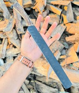 Couteau de Chef Professionnel Incurvé pour Viande, Hachoir à Viande en Acier Inoxydable avec Manche en Bois, Couteau à Découper et Trancher, Manche en Bois de Cerf Revêtu Noir - Product Image 3