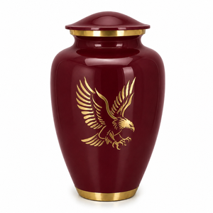 Autocollant commémoratif pour urne funéraire gravé Aigle Doré Bourgogne avec urne funéraire émaillée pour cendres humaines - Product Image 2