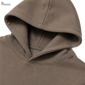 Custom Heavyweight Oversized Hoodie Mens Drop Shoulder Taupe <b>Brown</b> <b>Fleece</b> Pullover Sweatshirt / Streetwear Hoodies - Product Image 4