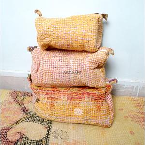 Handmade Floral Pattern Cotton Kantha Cosmetic <b>Pouch</b> Bag with Zipper Closure Modern Style Lightweight Multi-Purpose Women's Gift - Product Image 6