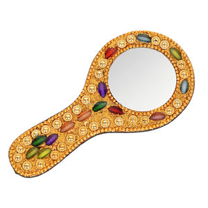 Indian Handicrafts <b>Makeup</b> Hand <b>Mirror</b> with Pocket Small Size Diverse Designs & Colors for Home Decoration & Dressing - Product Image 3