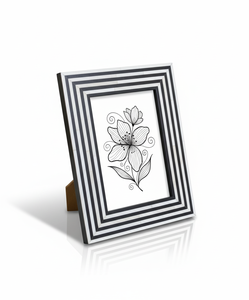 Cadre photo rectangulaire en résine bleu et blanc avec incrustation d'os, fait main, décoratif, pour affichage sur bureau ou mural, personnalisable - Product Image 6