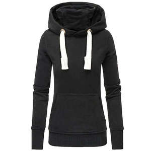 Suéteres y Sudaderas para Mujer, Sudadera Cálida de Invierno con Cuello Alto y Forro Polar, Sudadera Ajustada de Color Sólido para Mujer - Product Image 1