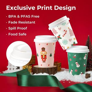 Confezione Premium da 50 Tazze di Carta Usa e Getta da 350 ml per Caffè, con Coperchi Antigoccia, Ideali per Caffè Caldo da Viaggio - Product Image 2