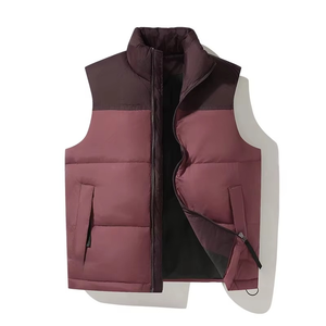 Gilet matelassé personnalisé pour homme à col montant, avec extérieur en toile imperméable, coupe-vent, manches d'hiver, grandes tailles, service OEM - Product Image 2