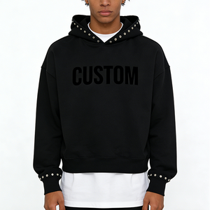 Hoodie Unisexe Pas Cher en Gros, Tendance, Lourd, avec Strass, Décontracté, pour Hommes, Modèle Vierge à Enfiler - Product Image 1