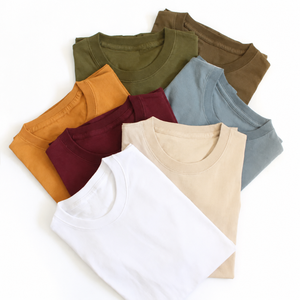 Camiseta de Manga Corta para Hombre, 100% Algodón, Cuello Redondo, Corte Holgado, Color Sólido, Lisa, Informal, Tejida, Sublimación, Impresión por Transferencia, Transpirable - Product Image 4