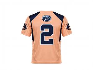 2026 Professional Team Sports Gear Breathable Quick Dry Fitness Apparel Custom Graphic Print Athletic T-Shirt <b>Peach</b> Navy Jersey - Product Image 3