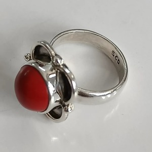Coral Stone <b>Ring</b> 925 Sterling <b>Silver</b> Handmade Promise <b>Ring</b> for Women Round Gemstone <b>Statement</b> <b>Ring</b> for Gift March Birthstone - Product Image 3
