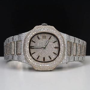 Reloj de Lujo para Hombre con Diamantes, Caja de Acero Inoxidable, Esfera de 42 mm, Cristal de Zafiro, Movimiento de Cuarzo Analógico, Cierre Desplegable - Product Image 1