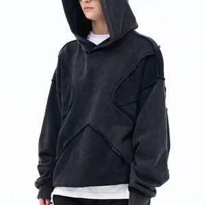 Sweat à capuche en molleton 100% coton pour femme, style vintage, personnalisé OEM, délavé à l'acide, tricoté, design patchwork, haute qualité, pour l'hiver - Product Image 3