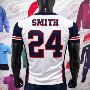 MARISONA INTL OEM American Football Jersey Manufacturer Solid Short V-neck <b>Athletic</b> Fit Quick Dry Breathable 100% Polyester - Product Image 2