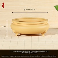 Pot de fleurs de style chinois en résine plastique épaissie à trois pieds, en forme de tambour, pour plantes succulentes et bonsaïs, idéal pour le bureau
