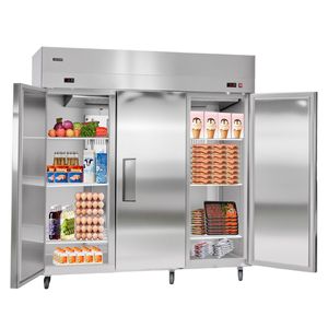Attrezzatura di Refrigerazione per Cucine Commerciali, Frigorifero/Congelatore Verticale in Acciaio Inox da 72 Pollici di Larghezza, 51 Piedi Cubi, Tre Porte con Sistema Auto-Defrost - Product Image 1
