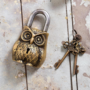 Candado de Metal con Forma de Búho Vintage, Cerradura Decorativa Antigua para Puerta, Cerradura Ornamental para Gabinete o Puerta con Llaves Decorativas - Product Image 4