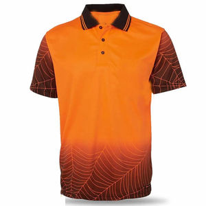 Polo personnalisé en sublimation motif toile d'araignée pour homme, vêtements de sport de golf, séchage rapide, respirant, uniforme d'équipe orange, chemises en sublimation pour homme - Product Image 1
