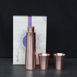 Copper <b>Flask</b> with <b>2</b> <b>Cups</b> Portable Drinkware Set Classic Design for Business Gifts - Product Image 1