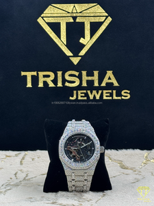 Reloj de lujo Iced Out Skeleton para hombre, reloj de pulsera mecánico con diamantes de moissanita, reloj ostentoso de Hip Hop, colección de joyas Trisha - Product Image 2