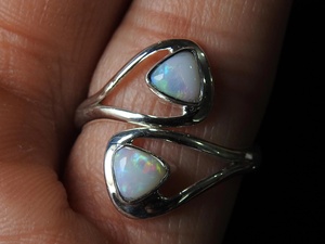 Australian Opal Ring Multi <b>Fire</b> Stone 925 Sterling Silver Jewelry Adjustable Size Gift For Her Handmade Jewelry One Of A Kind MS - Product Image 2