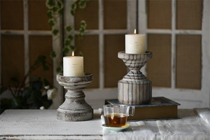 Porte-bougies rustiques en bois poli, faits à la main, style ferme nordique, écologiques, personnalisables, décoratifs pour table - Product Image 6