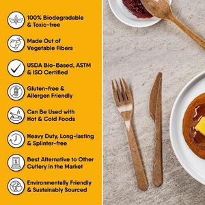 Cucchiai Monouso 100% Biodegradabili di Qualità Premium, 100 Pezzi, Lunghi 6.7 Pollici, Resistenti, Senza Scaglie, in Fibra Vegetale, Ecologici - Product Image 3