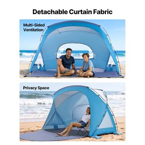 Tenda da Spiaggia Portatile Leggera per 6 Persone, Protezione UPF 50+, Borsa per il Trasporto con Tasche per la Sabbia, Tettoia Parasole - Product Image 5