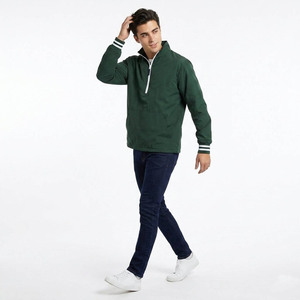 Chaqueta Cortavientos Verde para Hombre con Cierre de Cremallera, Color Sólido, Poliéster, Manga Larga con Bolsillos, para Otoño - Product Image 2