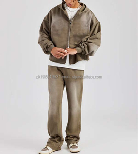 Vente en gros 2026 Nouveau design personnalisé Léger 100% Coton Ensemble de survêtement d'hiver vierge Respirant avec sweat à capuche zippé et pantalon de survêtement pour Hommes - Product Image 3