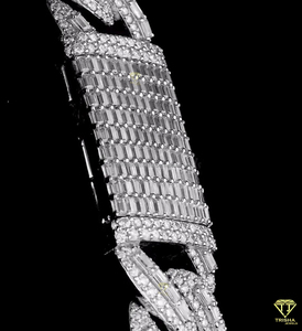 <b>Men</b> Luxury 20mm Baguette miami Cuban Link <b>Chain</b> with Moissanite <b>Diamonds</b> in 925 Sterling Silver Pass <b>Diamond</b> Tester - Product Image 4