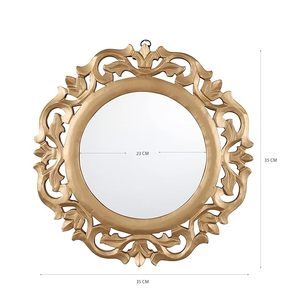 Miroir mural rond vintage doré, ornement décoratif en métal, miroir encadré de fleurs, décoration suspendue pour l'entrée de la maison - Product Image 2