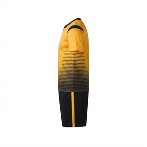 Ensemble de maillots de football pour hommes, jaune et noir dégradé, col mandarin, manches courtes, polyester respirant, coupe athlétique - Product Image 3