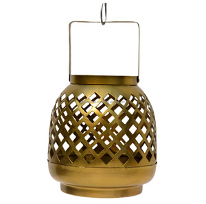Mini linterna con forma de Casa de Metal dorado Vintage, linterna de hierro marroquí al aire libre al por mayor para decoración del hogar y el jardín, Metal dorado Vintage - Product Image 2