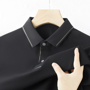 Polo Personalizado con Logotipo OEM, Nuevo Polo Casual de Verano para Hombre, Color Sólido, Estilo Moderno para Hombres de Mediana Edad, en Tela de Seda Fría - Product Image 2