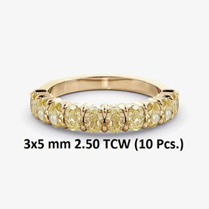 Yellow Moissanite <b>Diamond</b> <b>Ring</b> 2.5CT Oval Cut 14k Solid Yellow Gold Half Eternity Wedding Band Stackable Matching <b>Ring</b> - Product Image 3