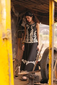 Black Embroidered Silk Ethnic Blouse Women Traditional Party Wear India Pakistan Style Midi Length Regular Fit - Product Image 3